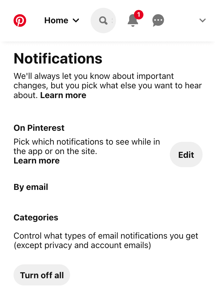 pinterest notifications on android