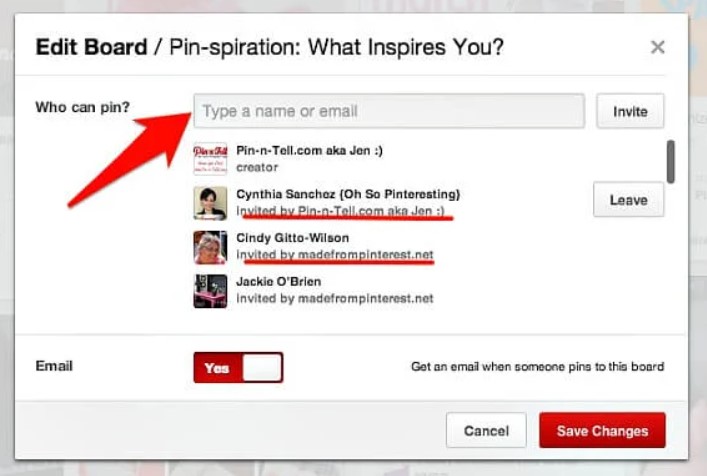 how to invite someone to Pinterest